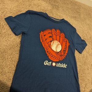 Old Navy Blue Tee with Orange Baseball Glove Graphic